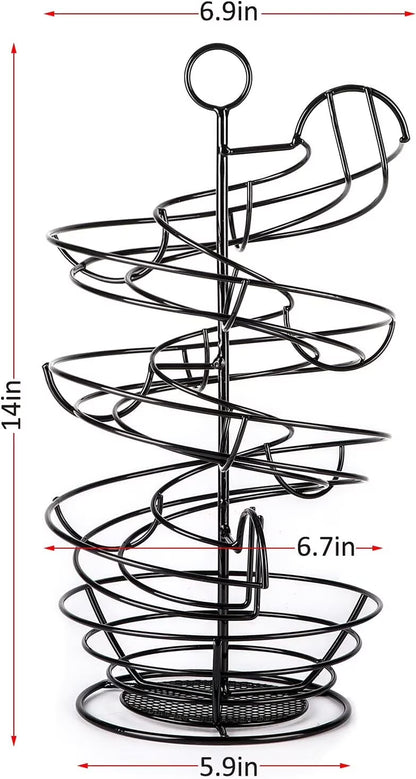 Egg Skelter, Spiral Design Egg Dispenser Rack Holder with Storage Basket for Countertop, Kitchen
