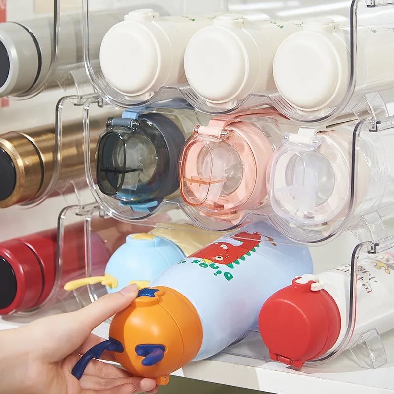 Stackable Cup Holder Suitable for Cabinets Kitchen Storage Organization and Storage Water Bottle Holder Plastic Refrigerator