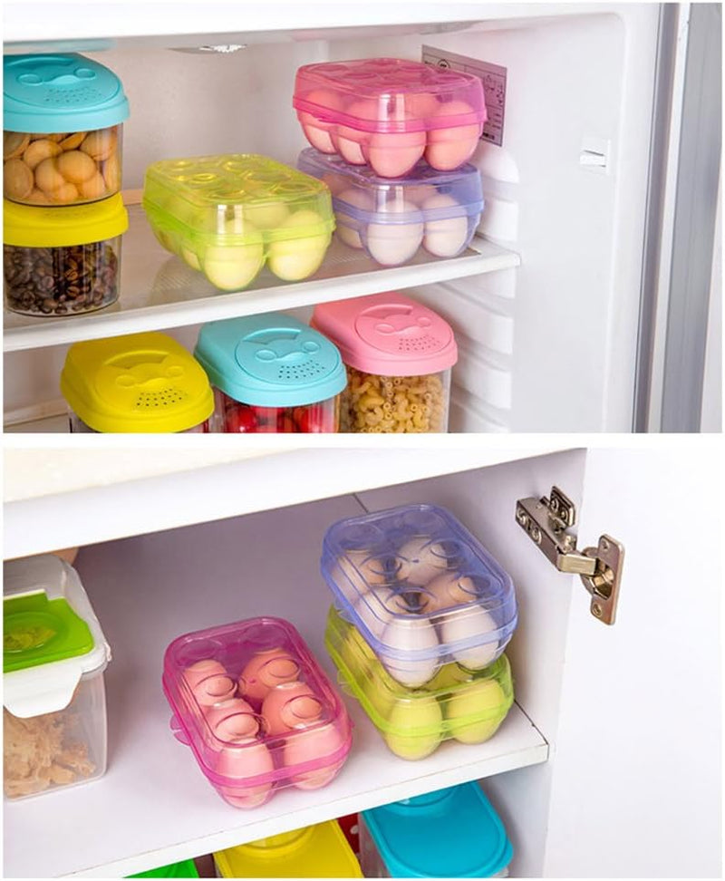 Clear Egg Storage Box Delicate 6 Girds Egg Dispenser Holder Case Refrigerator Crisper Camping Picnic Travel Portable Egg Carriage,Clear-6
