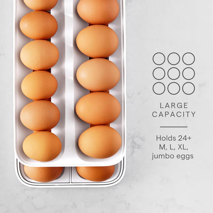 Rolldown® Egg Dispenser, Rolling Eggs Dispenser and Organizer for Refrigerator Storage, Double Track