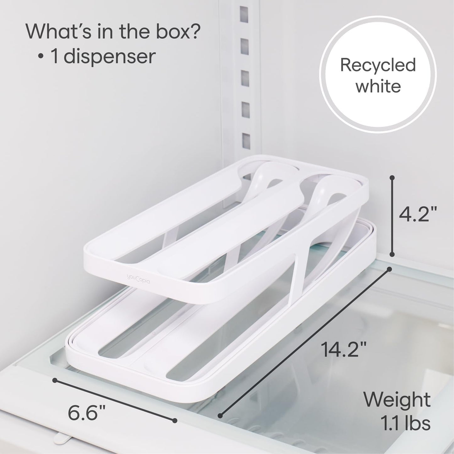 Rolldown® Egg Dispenser, Rolling Eggs Dispenser and Organizer for Refrigerator Storage, Double Track
