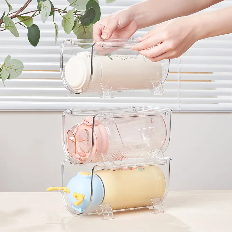 Stackable Cup Holder Suitable for Cabinets Kitchen Storage Organization and Storage Water Bottle Holder Plastic Refrigerator