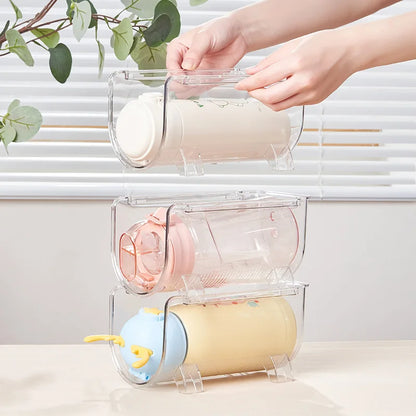 Stackable Cup Holder Suitable for Cabinets Kitchen Storage Organization and Storage Water Bottle Holder Plastic Refrigerator