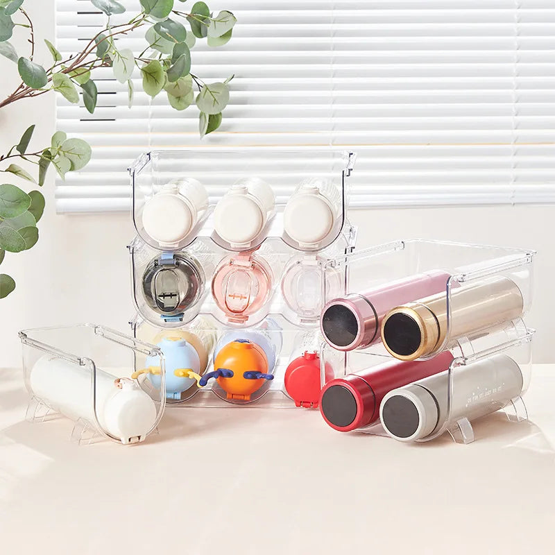 Stackable Cup Holder Suitable for Cabinets Kitchen Storage Organization and Storage Water Bottle Holder Plastic Refrigerator