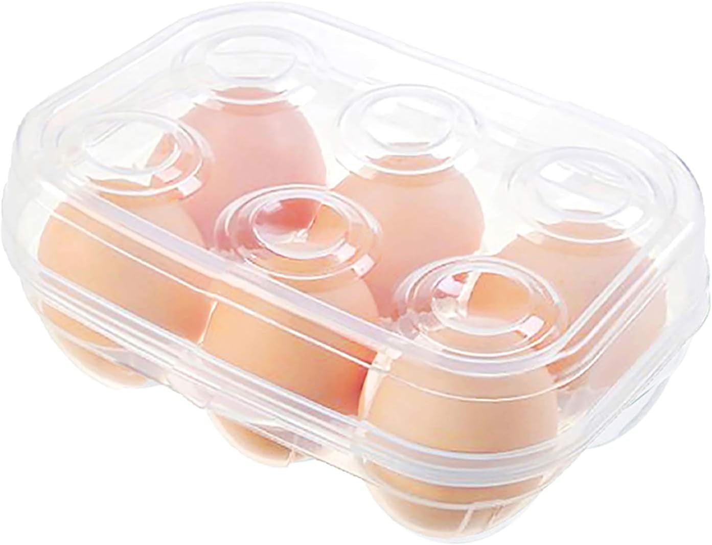 Clear Egg Storage Box Delicate 6 Girds Egg Dispenser Holder Case Refrigerator Crisper Camping Picnic Travel Portable Egg Carriage,Clear-6