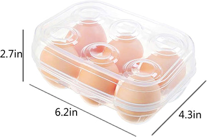 Clear Egg Storage Box Delicate 6 Girds Egg Dispenser Holder Case Refrigerator Crisper Camping Picnic Travel Portable Egg Carriage,Clear-6