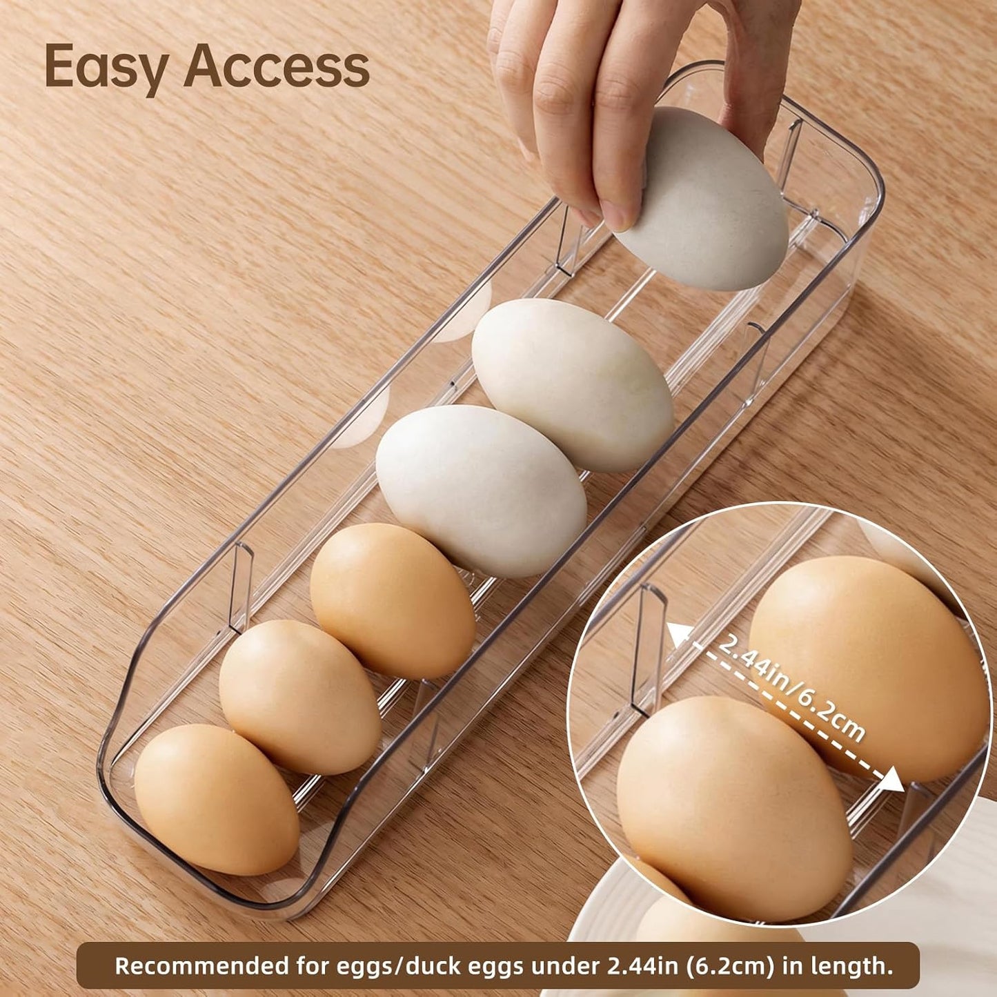 3-Tier Auto Rolling Egg Holder with Lid for Fridge, Stackable Clear Egg Dispenser, Large Capacity Refrigerator Storage Organizer