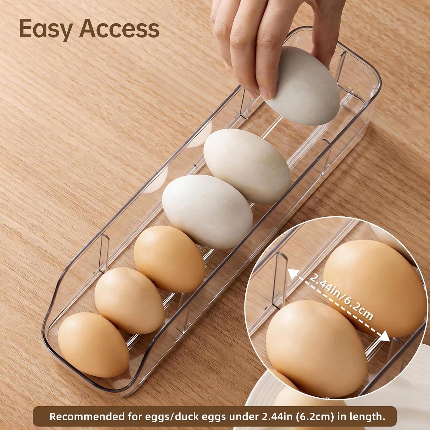 3-Tier Auto Rolling Egg Holder with Lid for Fridge, Stackable Clear Egg Dispenser, Large Capacity Refrigerator Storage Organizer