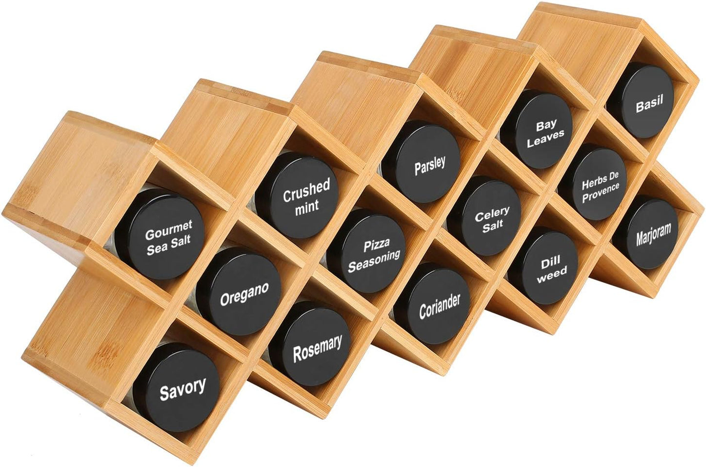 Bamboo Spice Rack Organizer 4-Tier Countertop Organiser, Criss-Cross Kitchen Cabinet Free-Standing Countertop Storage Shelf Fit for Spice Jar, Can, Bottle (Jars Not Include)