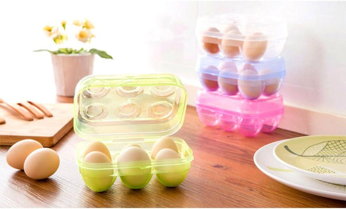 Clear Egg Storage Box Delicate 6 Girds Egg Dispenser Holder Case Refrigerator Crisper Camping Picnic Travel Portable Egg Carriage,Clear-6