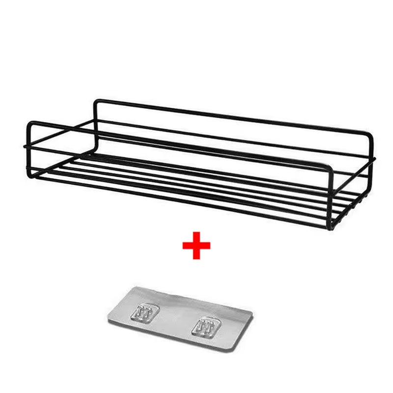 Iron Shelf Wall Mounted Organiser Kitchen Home Spice Storage Rack Bathroom Storage Drainage Rack Bathroom Kitchen Accessories