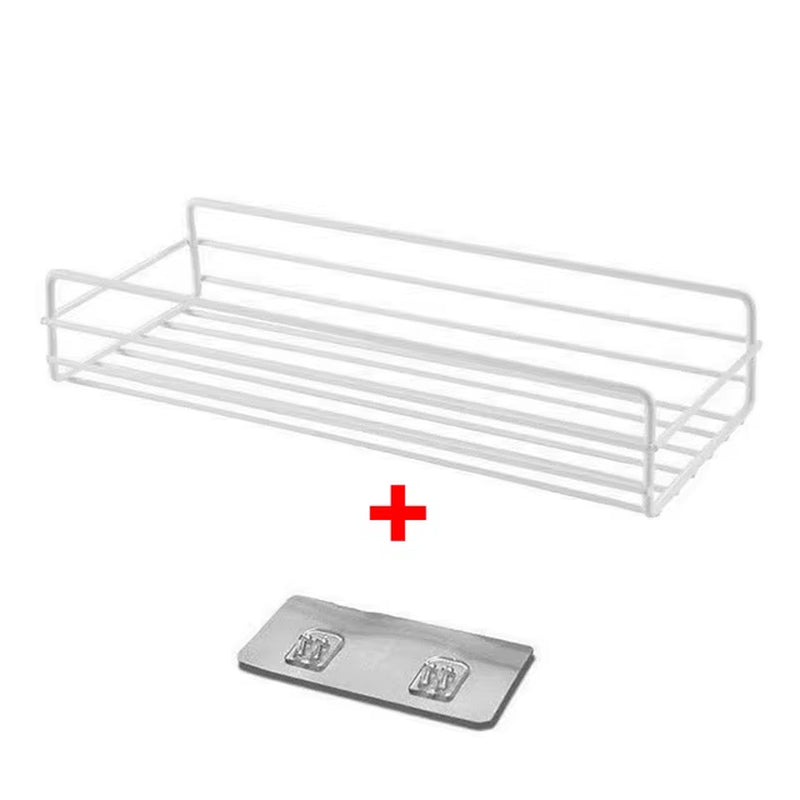 Iron Shelf Wall Mounted Organiser Kitchen Home Spice Storage Rack Bathroom Storage Drainage Rack Bathroom Kitchen Accessories