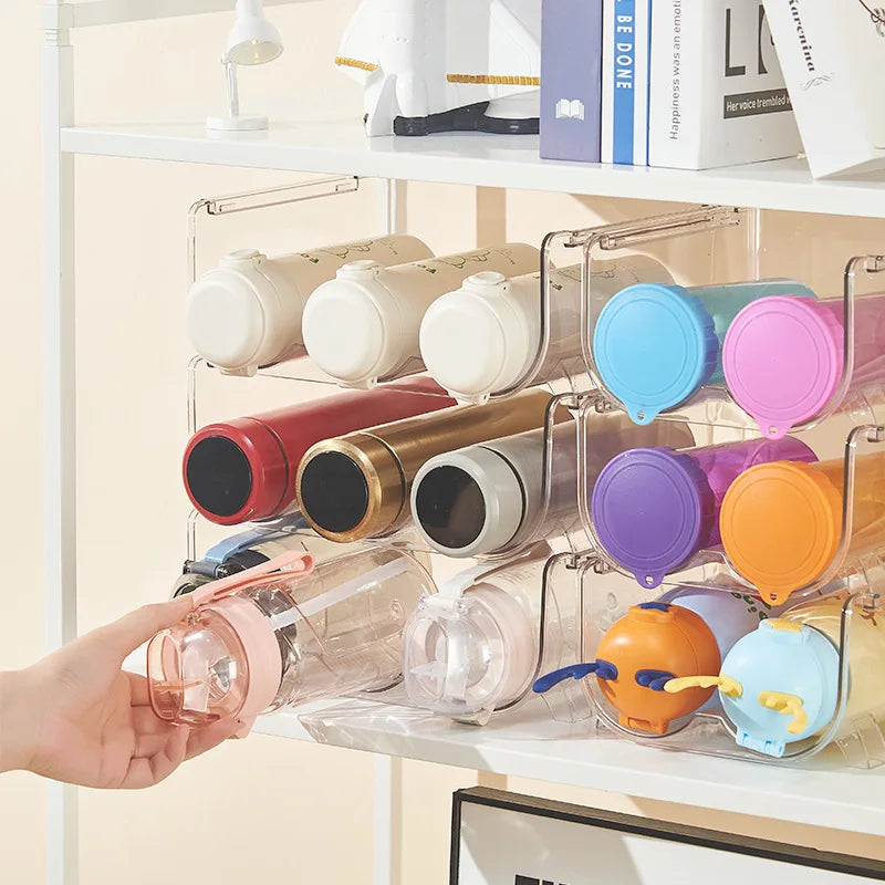 Stackable Cup Holder Suitable for Cabinets Kitchen Storage Organization and Storage Water Bottle Holder Plastic Refrigerator